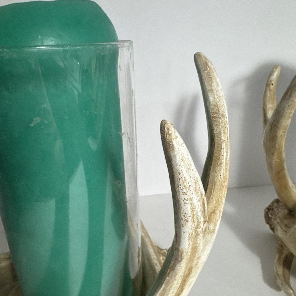 Rustic Faux Deer Antlers Candle Holders 9 Inch Set Of 2 Candles Included - Picture 4 of 11